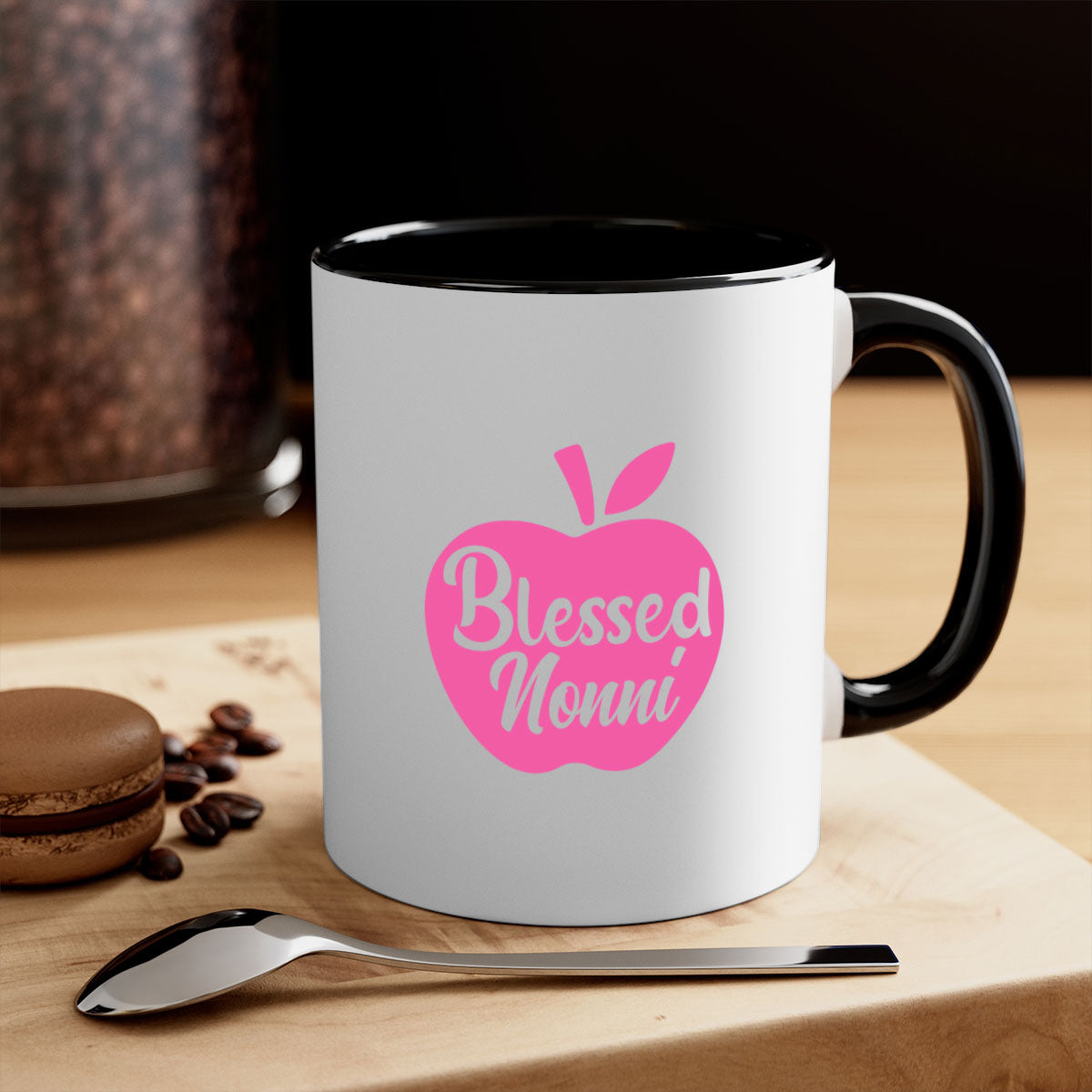 Blessed Nonni 58# Mug featuring a two-tone design with a colored handle and glossy finish, available in multiple colors.