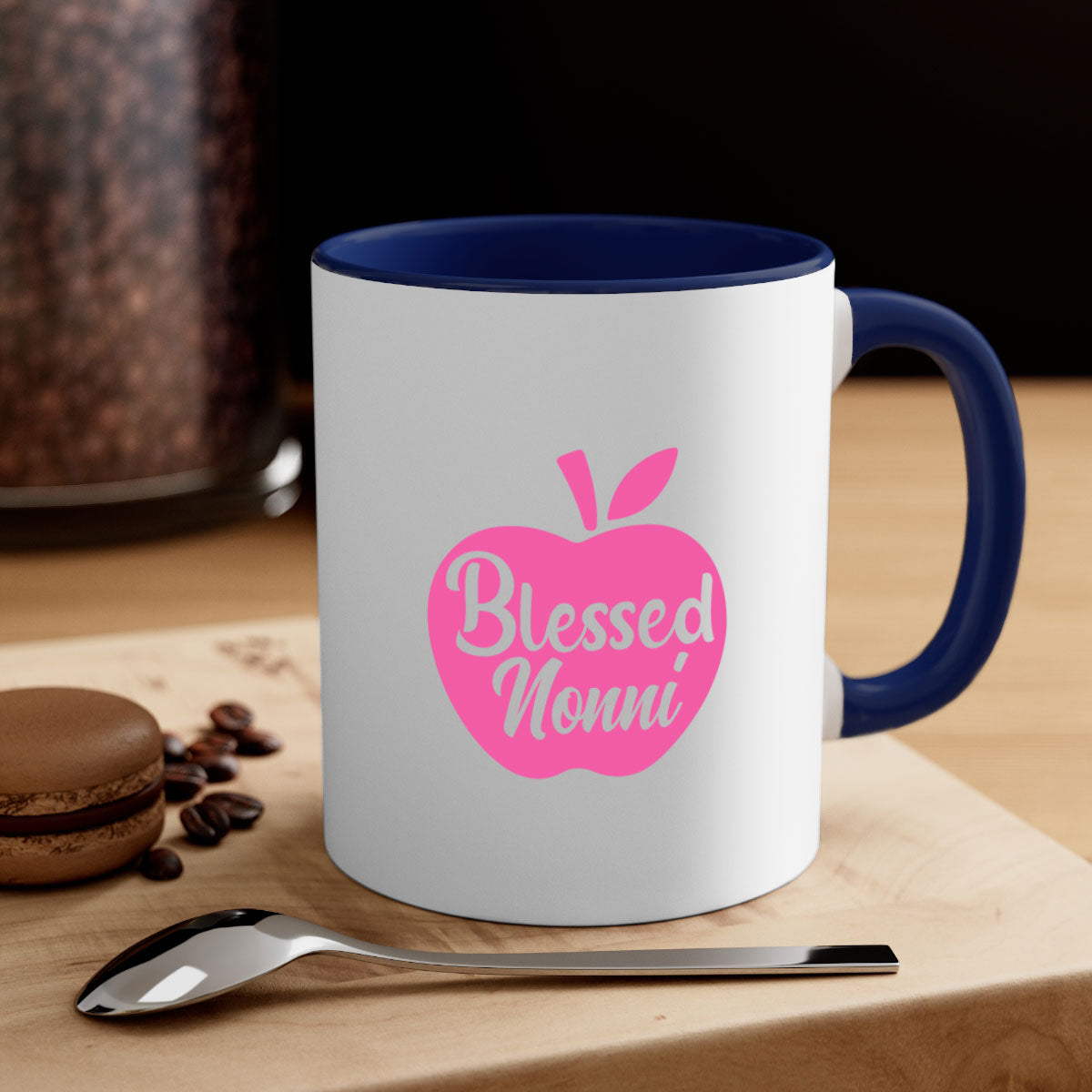 Blessed Nonni 58# Mug featuring a two-tone design with a colored handle and glossy finish, available in multiple colors.