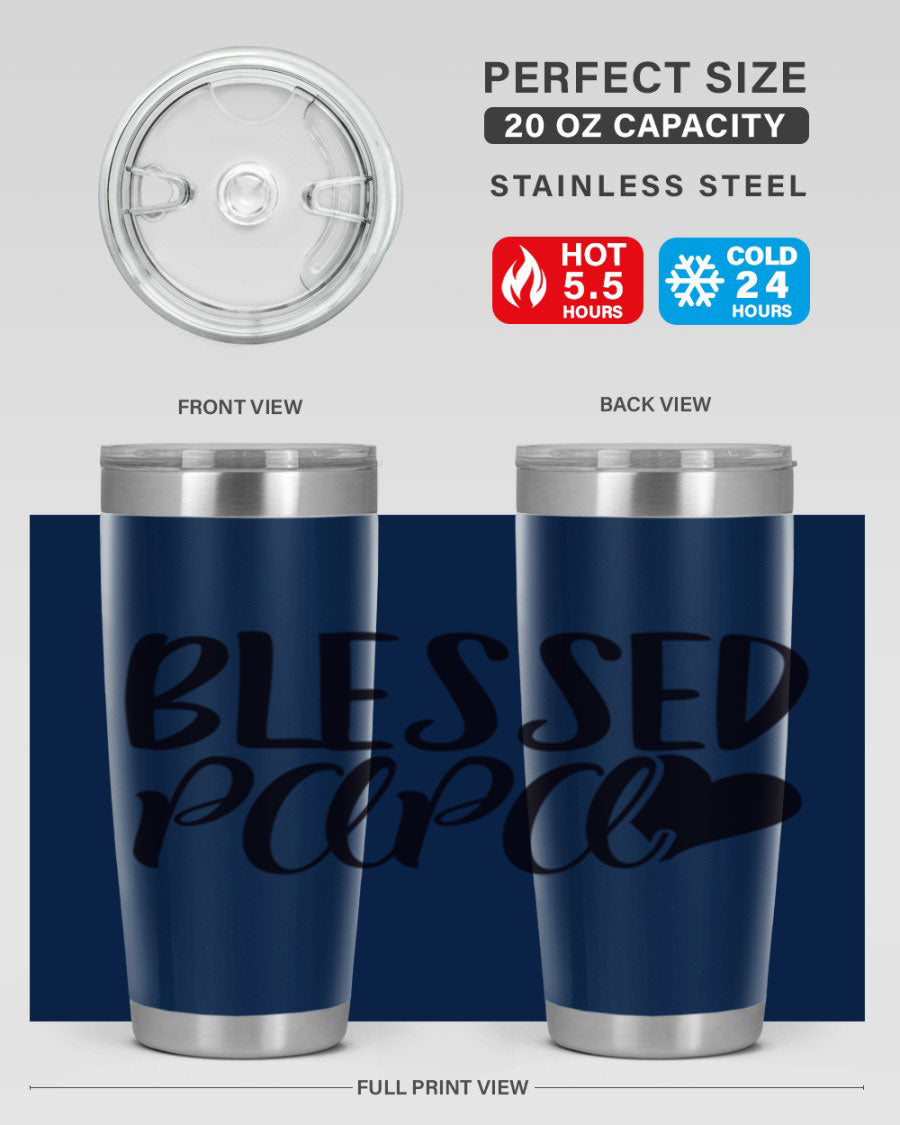 Blessed Papa 70# Tumbler in stainless steel with a stylish design, perfect for keeping drinks hot or cold.