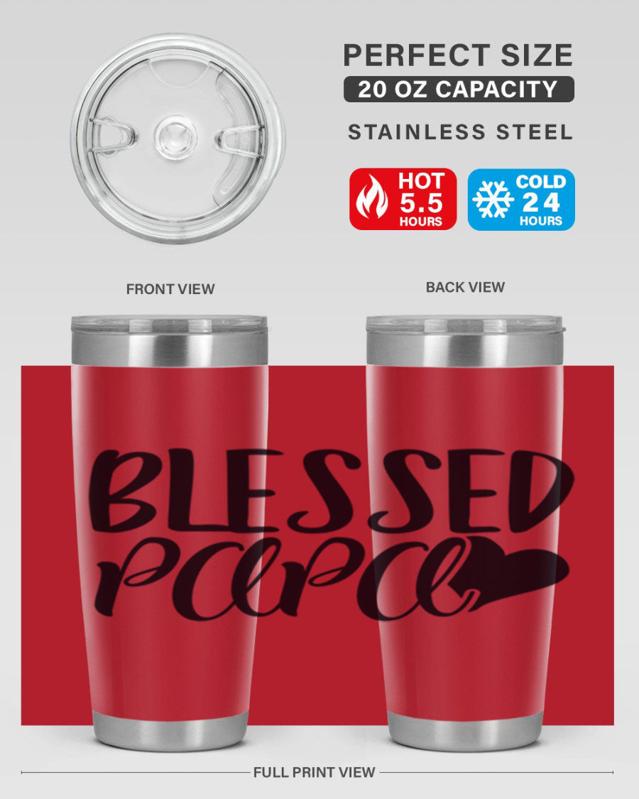 Blessed Papa 70# Tumbler in stainless steel with a stylish design, perfect for keeping drinks hot or cold.