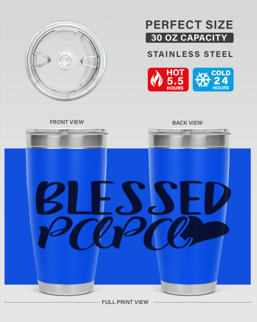 Blessed Papa 70# Tumbler in stainless steel with a stylish design, perfect for keeping drinks hot or cold.