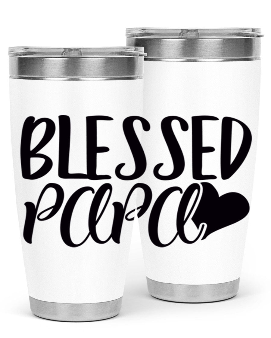 Blessed Papa 70# Tumbler in stainless steel with a stylish design, perfect for keeping drinks hot or cold.