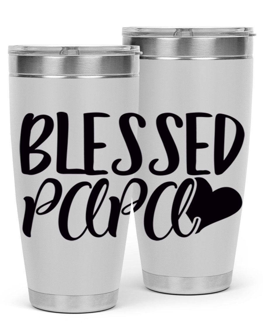 Blessed Papa 70# Tumbler in stainless steel with a stylish design, perfect for keeping drinks hot or cold.