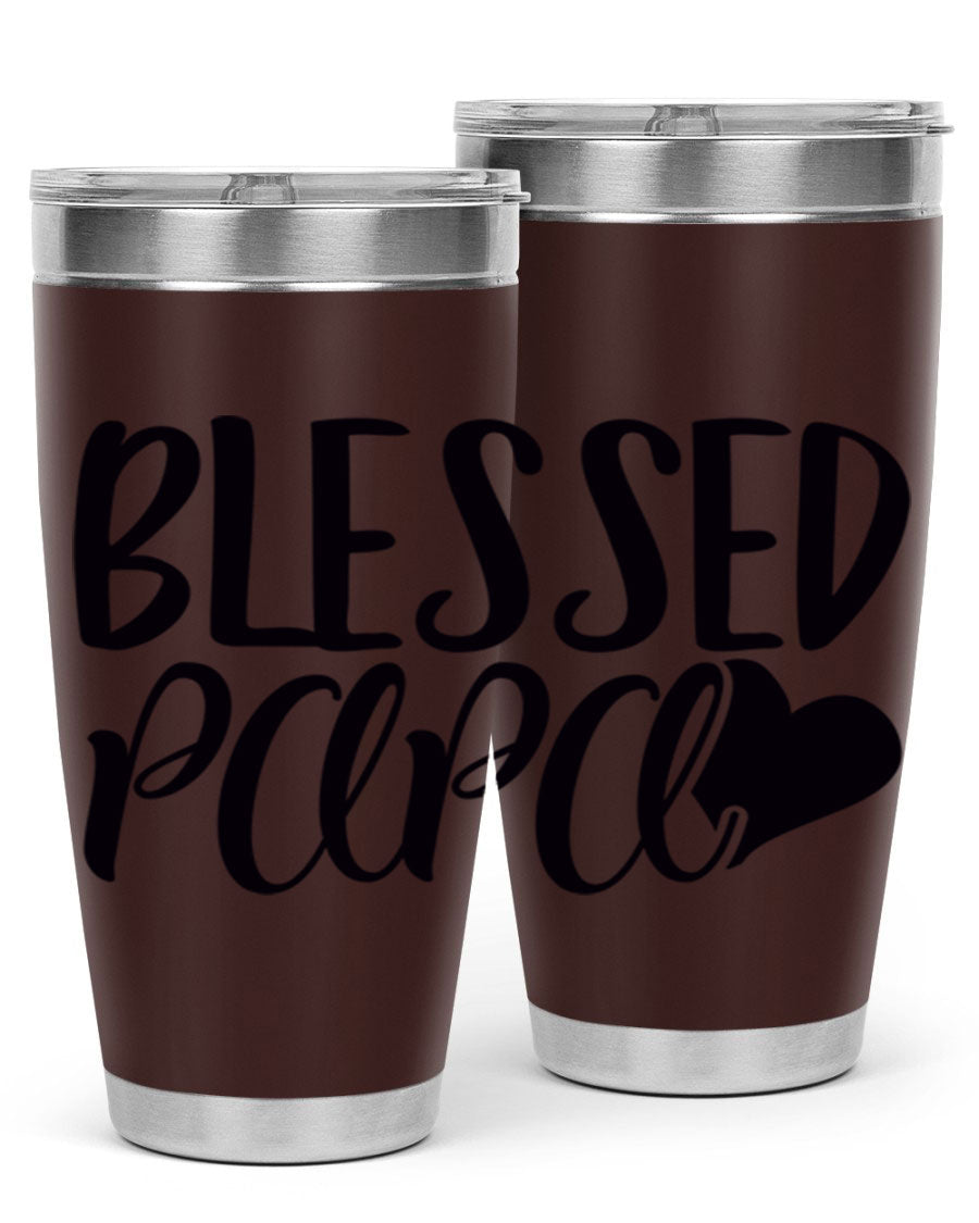 Blessed Papa 70# Tumbler in stainless steel with a stylish design, perfect for keeping drinks hot or cold.