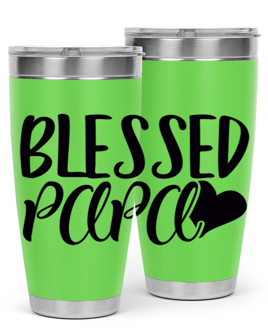 Blessed Papa 70# Tumbler in stainless steel with a stylish design, perfect for keeping drinks hot or cold.