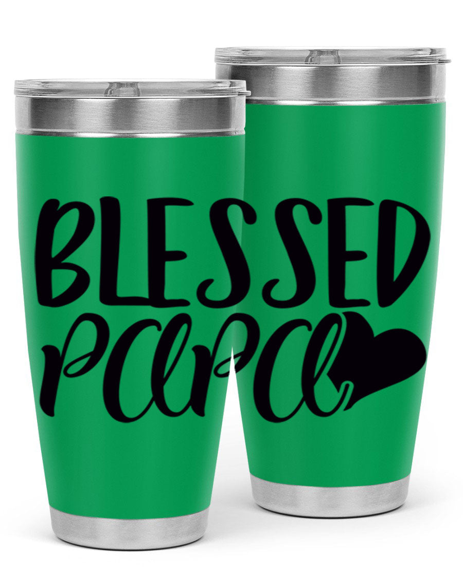 Blessed Papa 70# Tumbler in stainless steel with a stylish design, perfect for keeping drinks hot or cold.