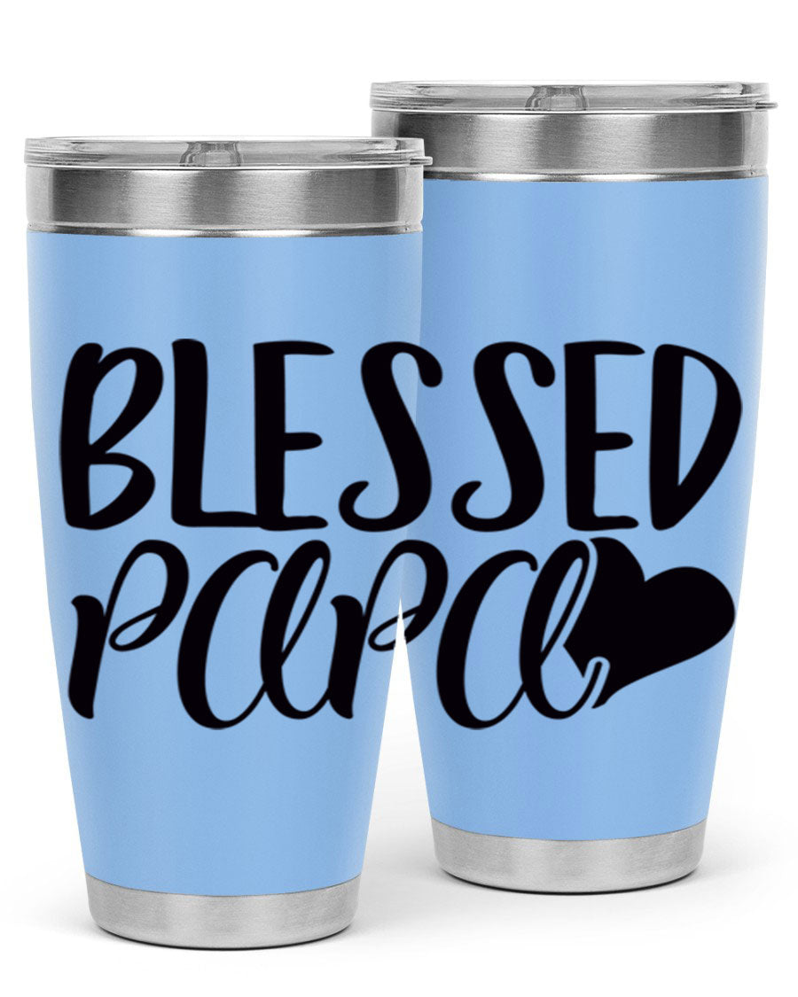 Blessed Papa 70# Tumbler in stainless steel with a stylish design, perfect for keeping drinks hot or cold.