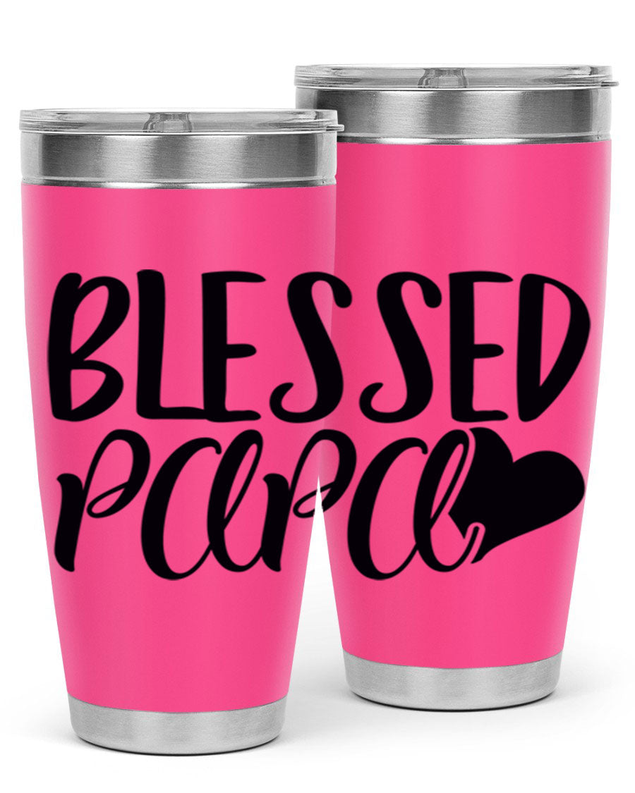 Blessed Papa 70# Tumbler in stainless steel with a stylish design, perfect for keeping drinks hot or cold.