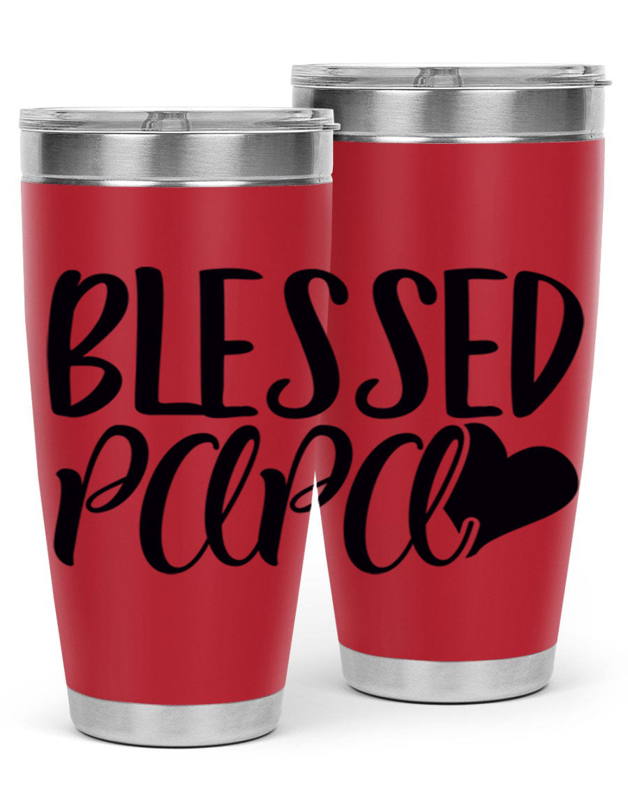 Blessed Papa 70# Tumbler in stainless steel with a stylish design, perfect for keeping drinks hot or cold.