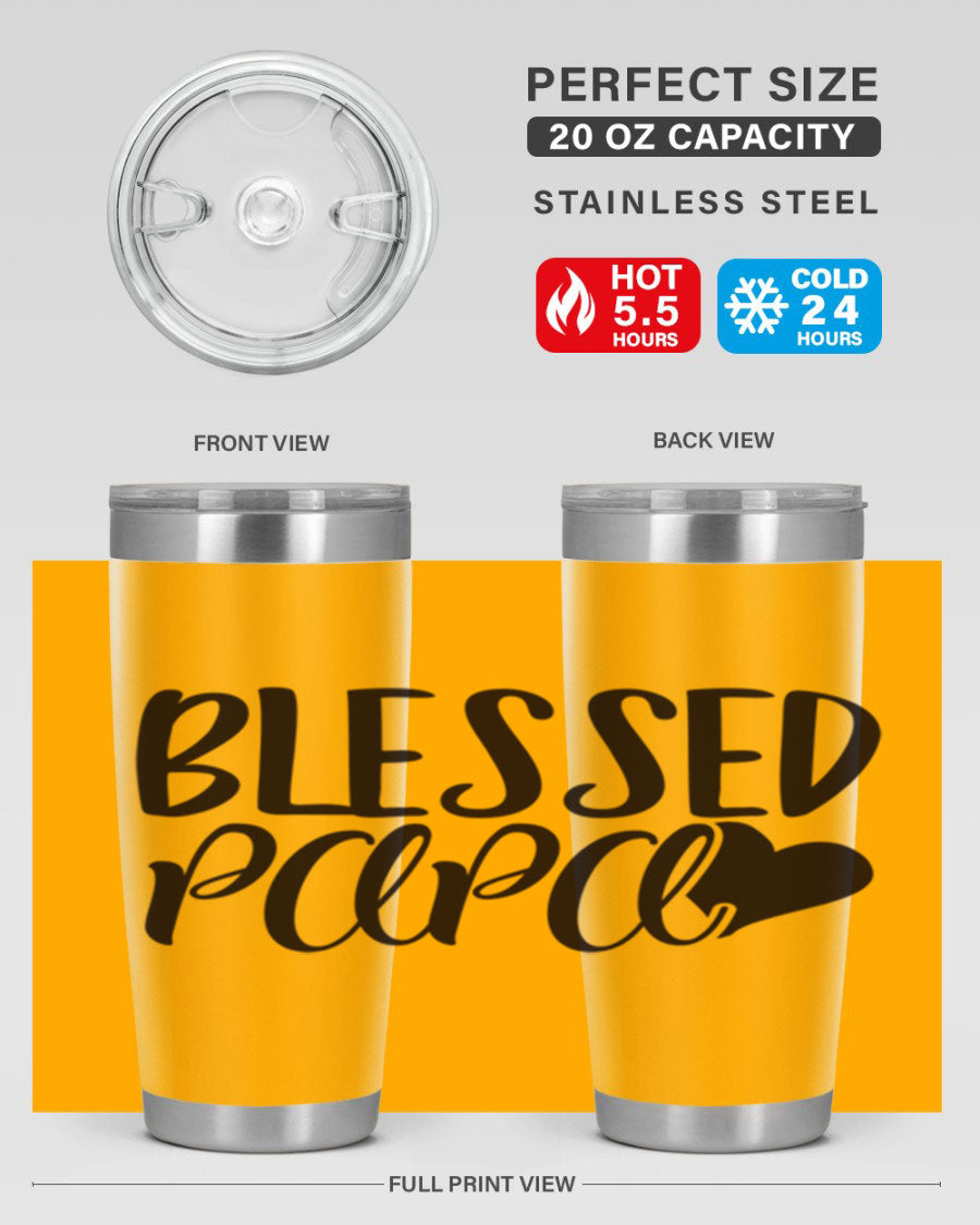 Blessed Papa 70# Tumbler in stainless steel with a stylish design, perfect for keeping drinks hot or cold.