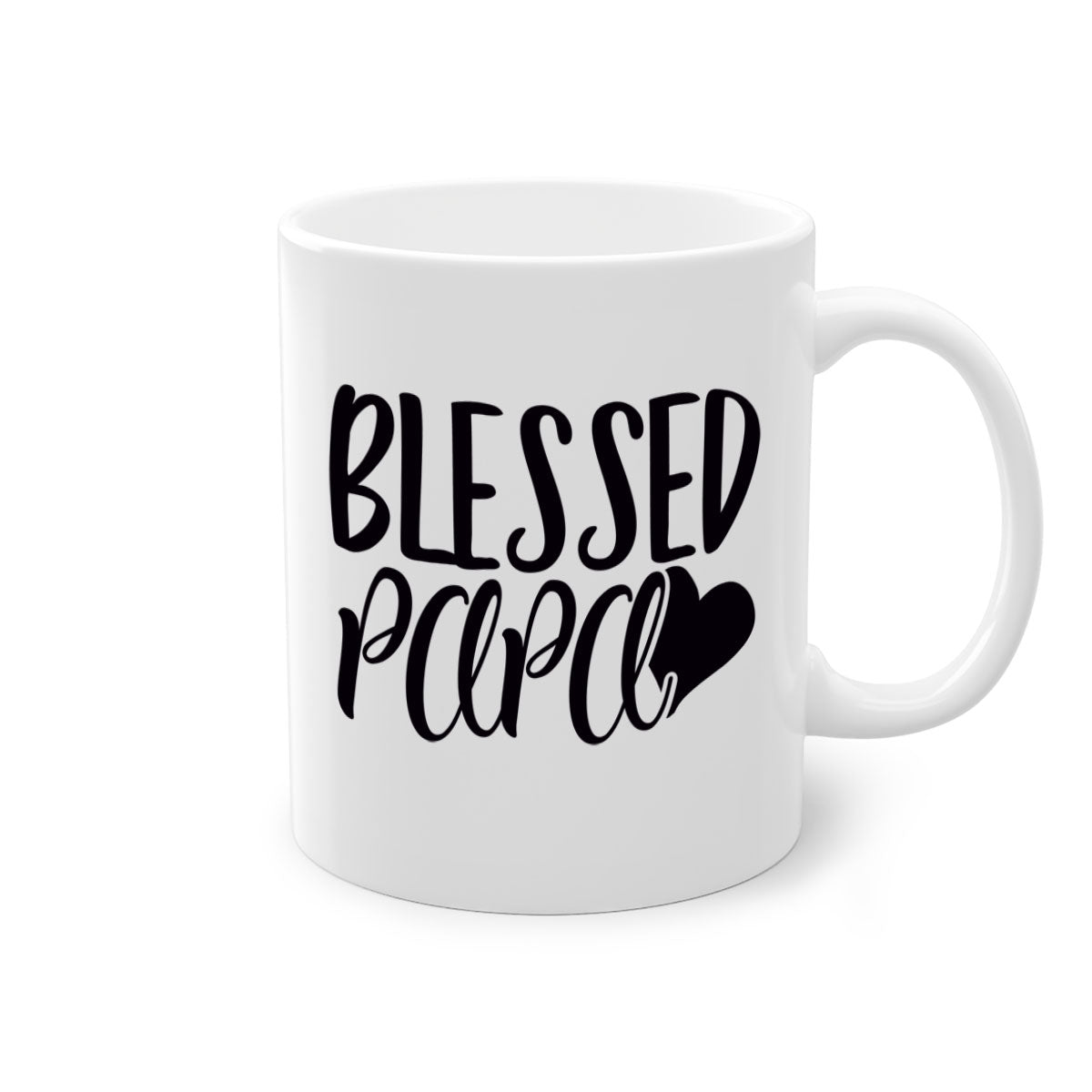 Blessed Papa 70# Mug with colored handle and glossy finish, available in multiple colors and sizes.