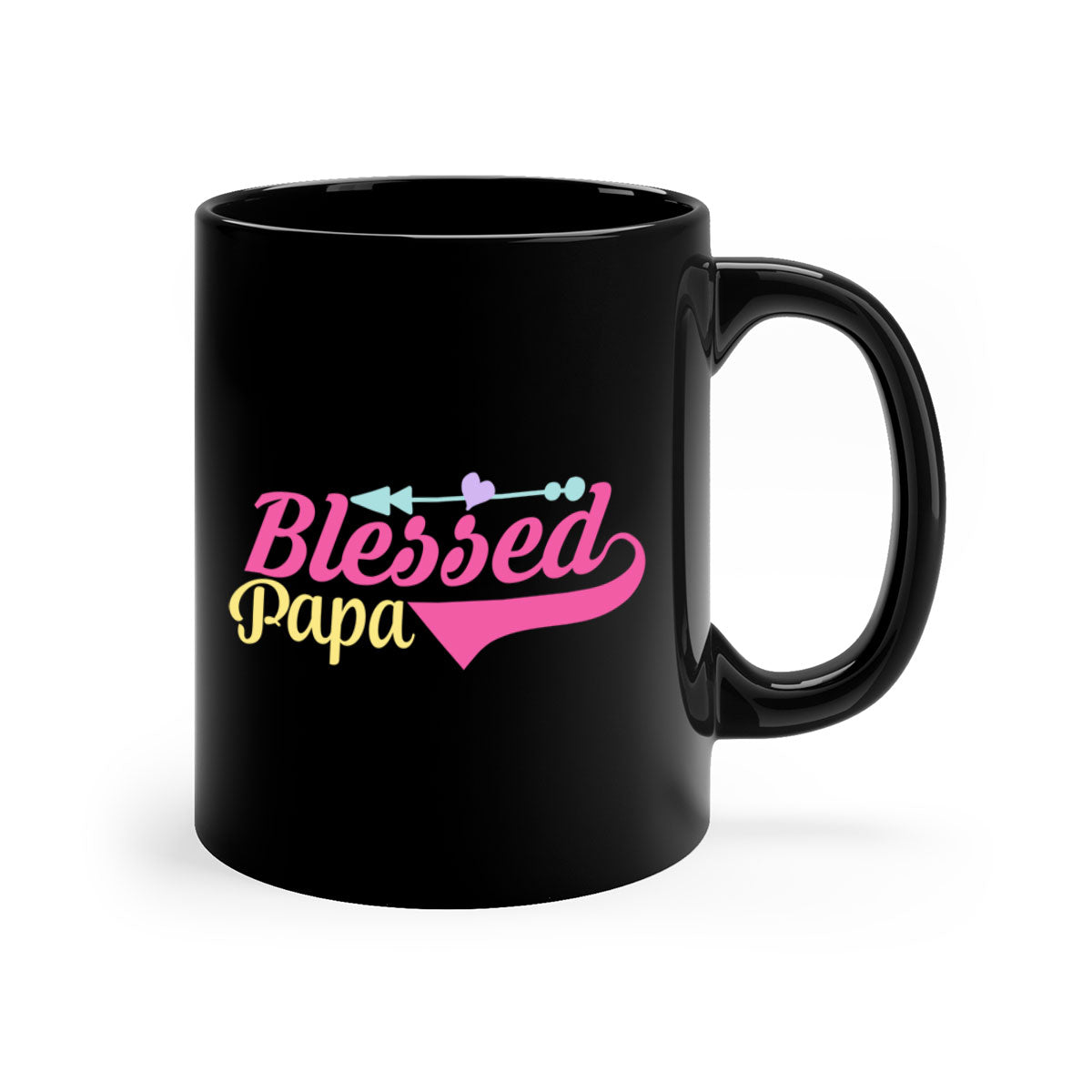 A stylish two-tone Blessed Papa 73# Mug with a colored handle and glossy finish, available in multiple colors.