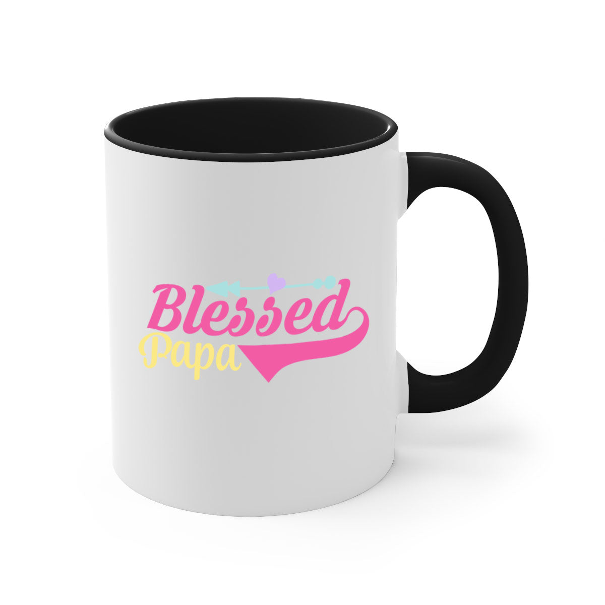 A stylish two-tone Blessed Papa 73# Mug with a colored handle and glossy finish, available in multiple colors.