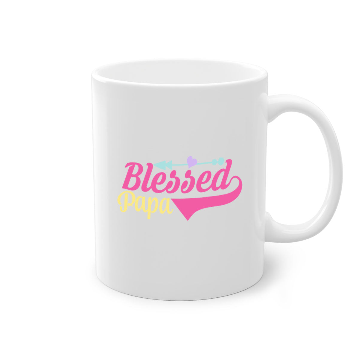 A stylish two-tone Blessed Papa 73# Mug with a colored handle and glossy finish, available in multiple colors.