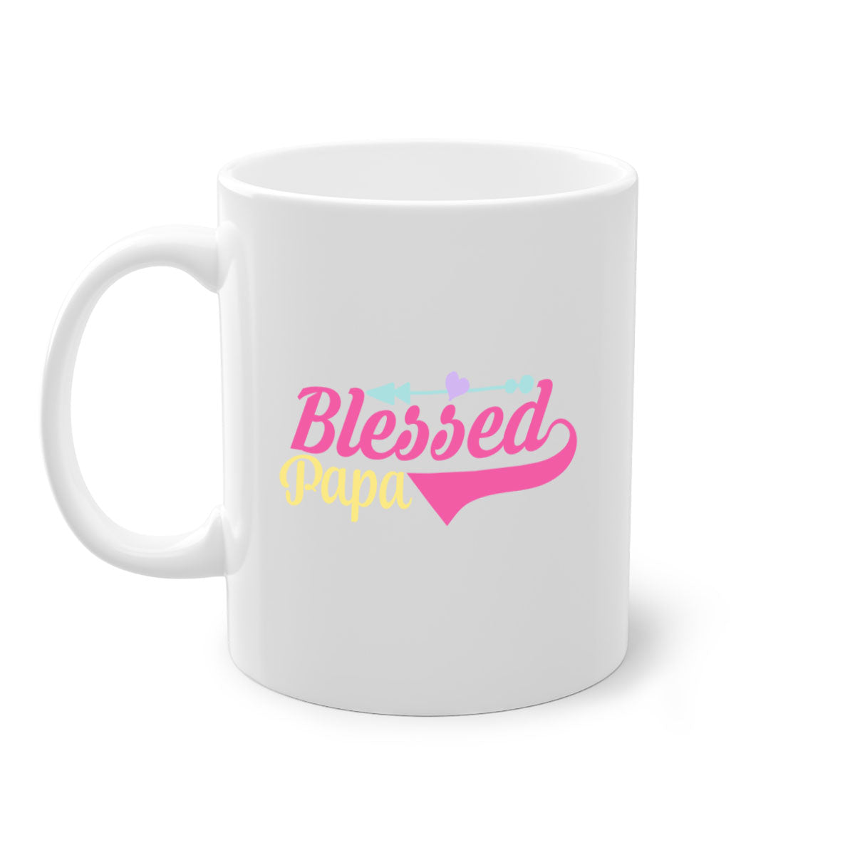 A stylish two-tone Blessed Papa 73# Mug with a colored handle and glossy finish, available in multiple colors.