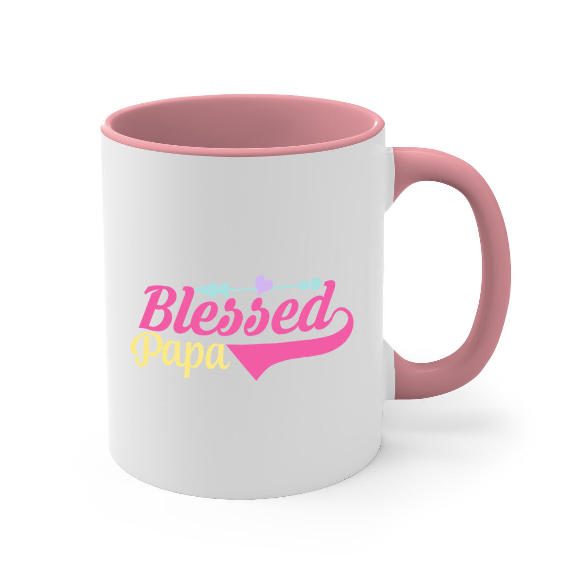 A stylish two-tone Blessed Papa 73# Mug with a colored handle and glossy finish, available in multiple colors.