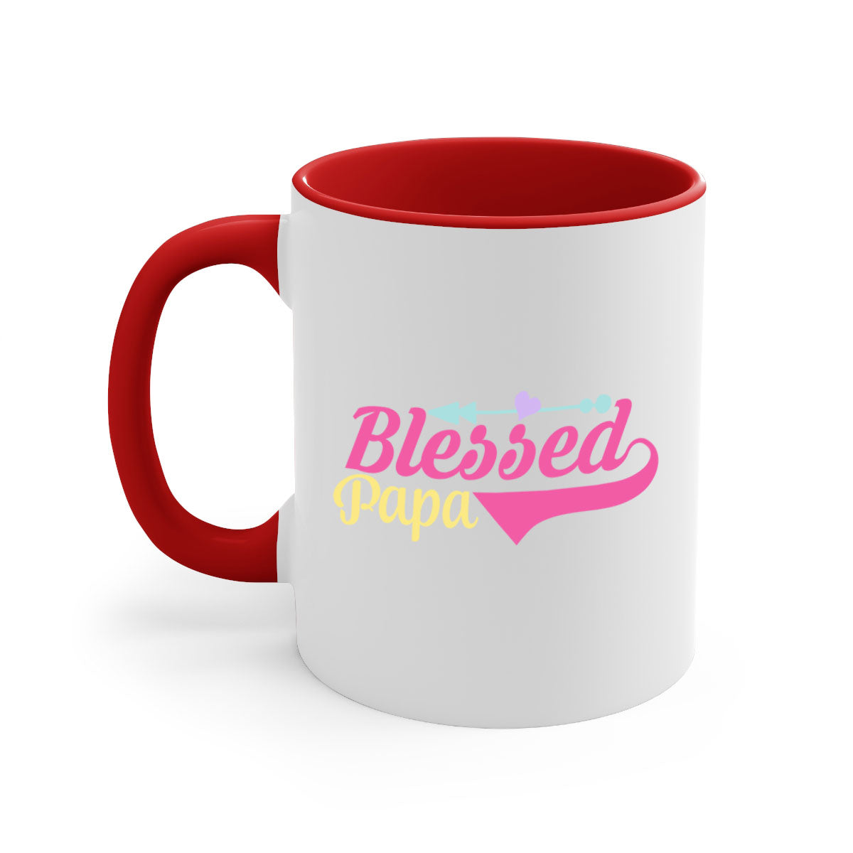 A stylish two-tone Blessed Papa 73# Mug with a colored handle and glossy finish, available in multiple colors.