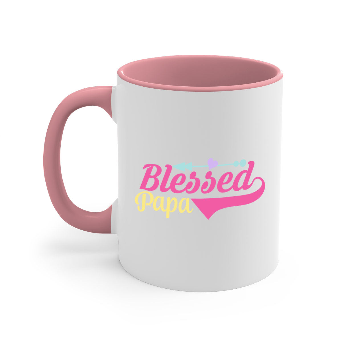 A stylish two-tone Blessed Papa 73# Mug with a colored handle and glossy finish, available in multiple colors.