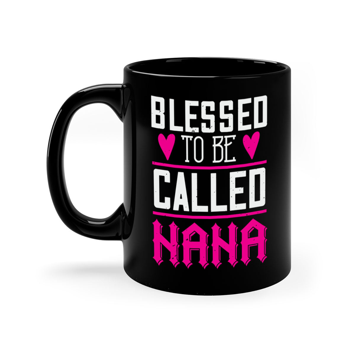 A two-tone ceramic mug with the phrase 'Blessed to be Called Nana' in elegant font, featuring a colored handle and glossy finish.