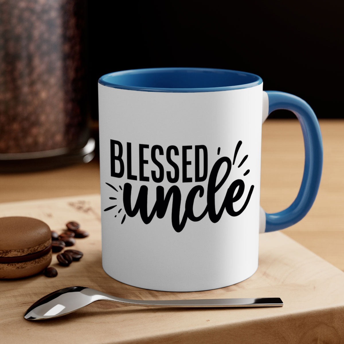 A stylish two-tone Blessed Uncle 2# Mug with a glossy finish, featuring a colored handle and interior, available in multiple colors.