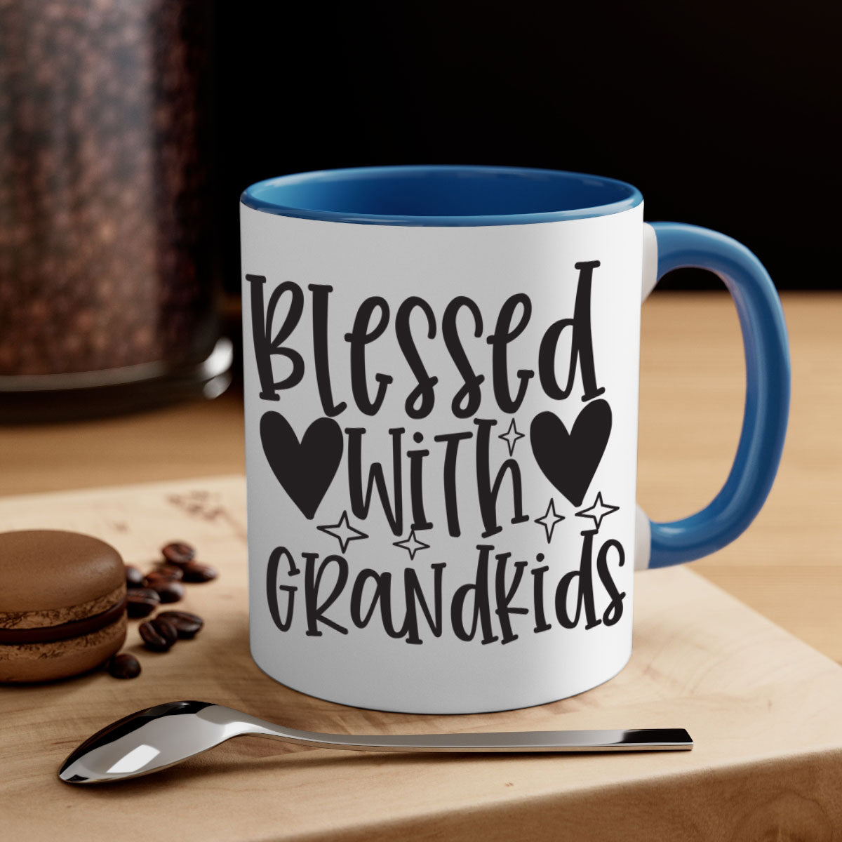 Blessed with Grandkids 415# Mug featuring a two-tone design with a colored handle and glossy finish, available in multiple colors.