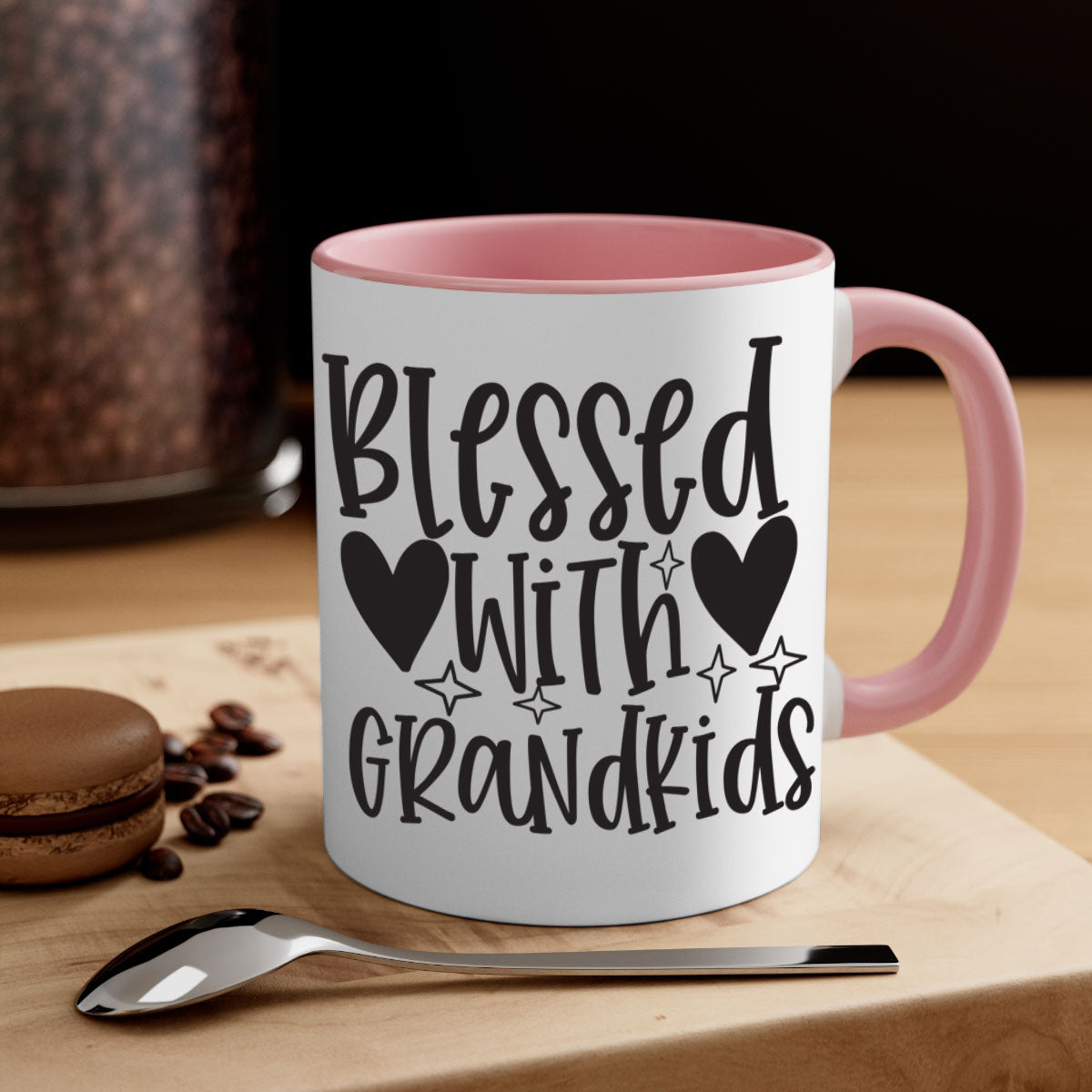 Blessed with Grandkids 415# Mug featuring a two-tone design with a colored handle and glossy finish, available in multiple colors.