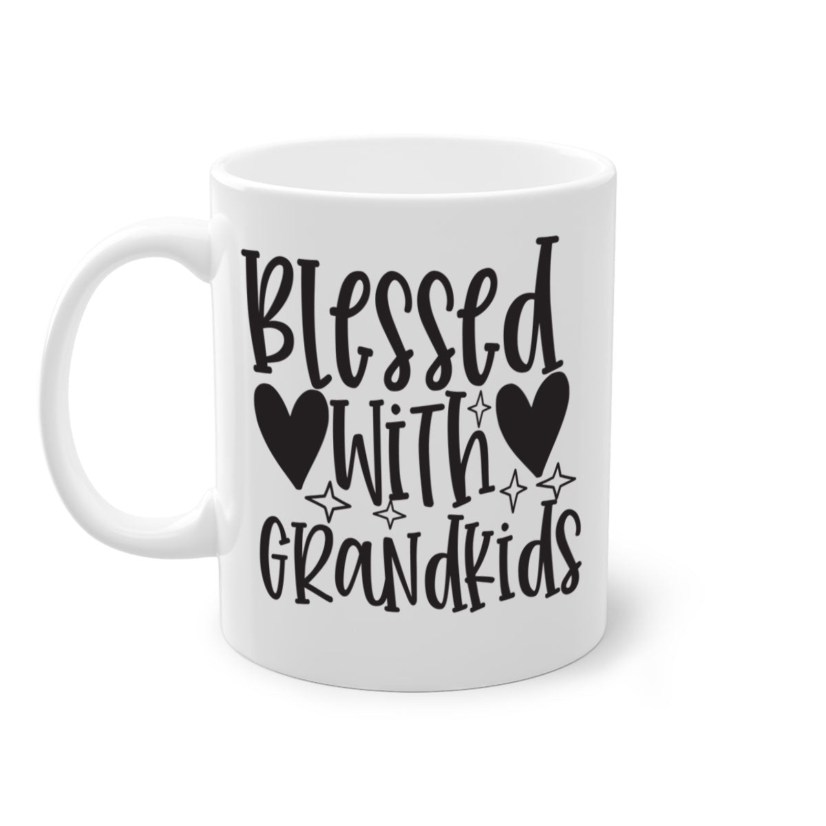 Blessed with Grandkids 415# Mug featuring a two-tone design with a colored handle and glossy finish, available in multiple colors.