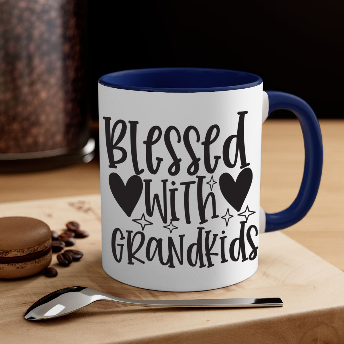 Blessed with Grandkids 415# Mug featuring a two-tone design with a colored handle and glossy finish, available in multiple colors.