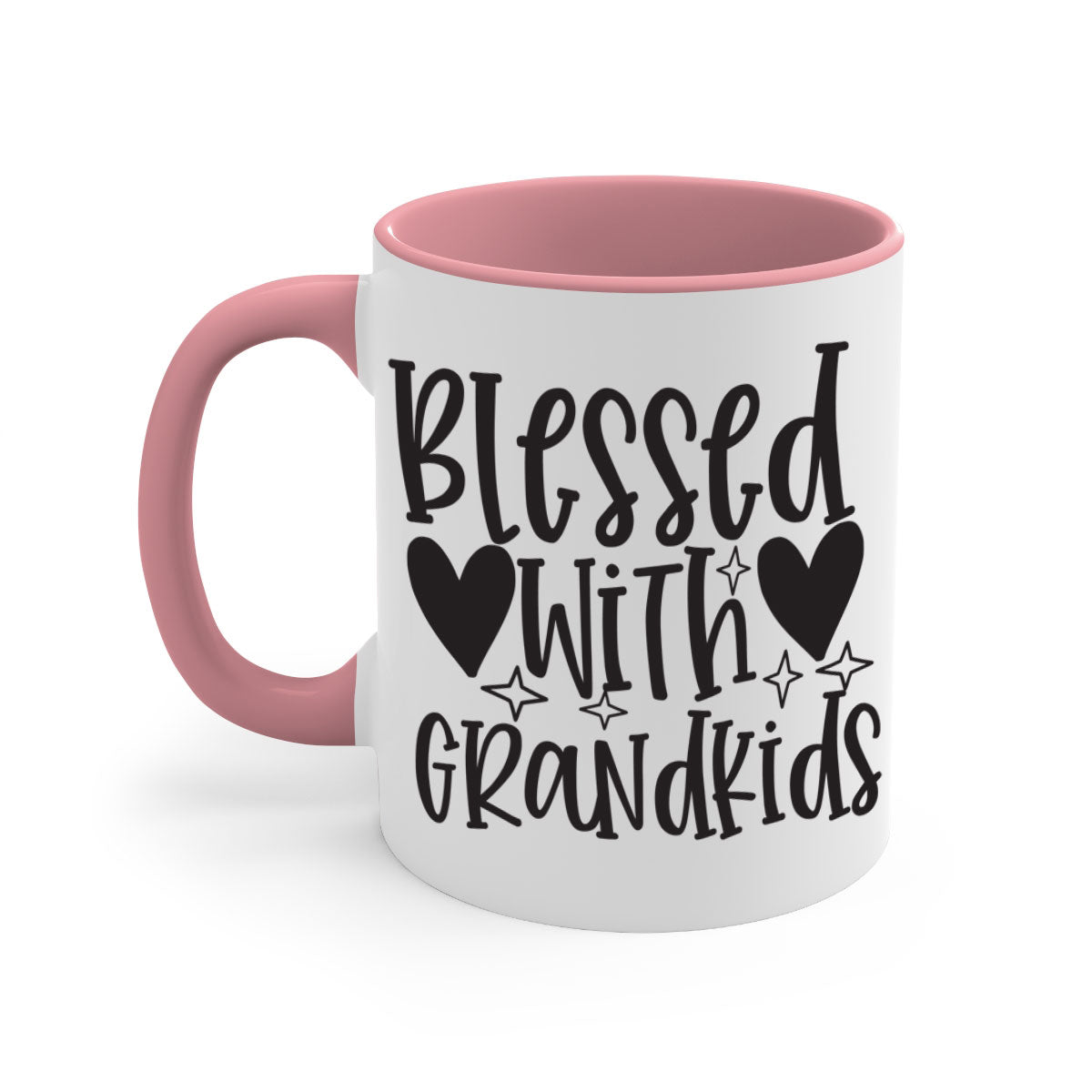 Blessed with Grandkids 415# Mug featuring a two-tone design with a colored handle and glossy finish, available in multiple colors.