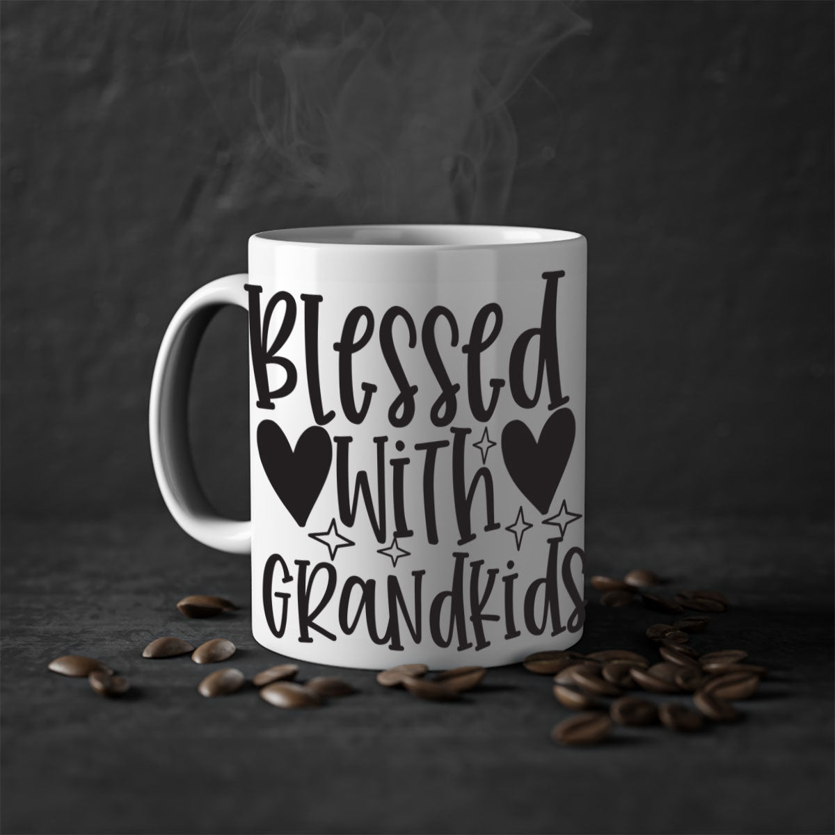 Blessed with Grandkids 415# Mug featuring a two-tone design with a colored handle and glossy finish, available in multiple colors.