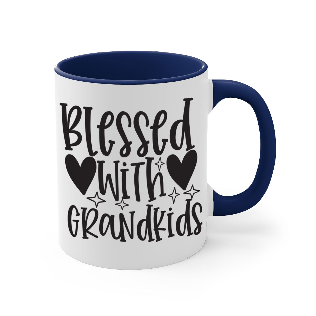 Blessed with Grandkids 415# Mug featuring a two-tone design with a colored handle and glossy finish, available in multiple colors.