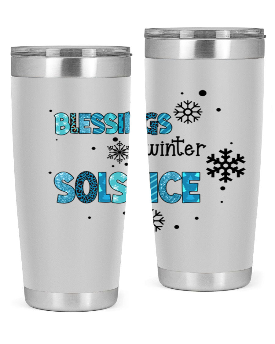 Blessings Winter Solstice 25oz Tumbler in stainless steel with a stylish design, perfect for hot and cold beverages.