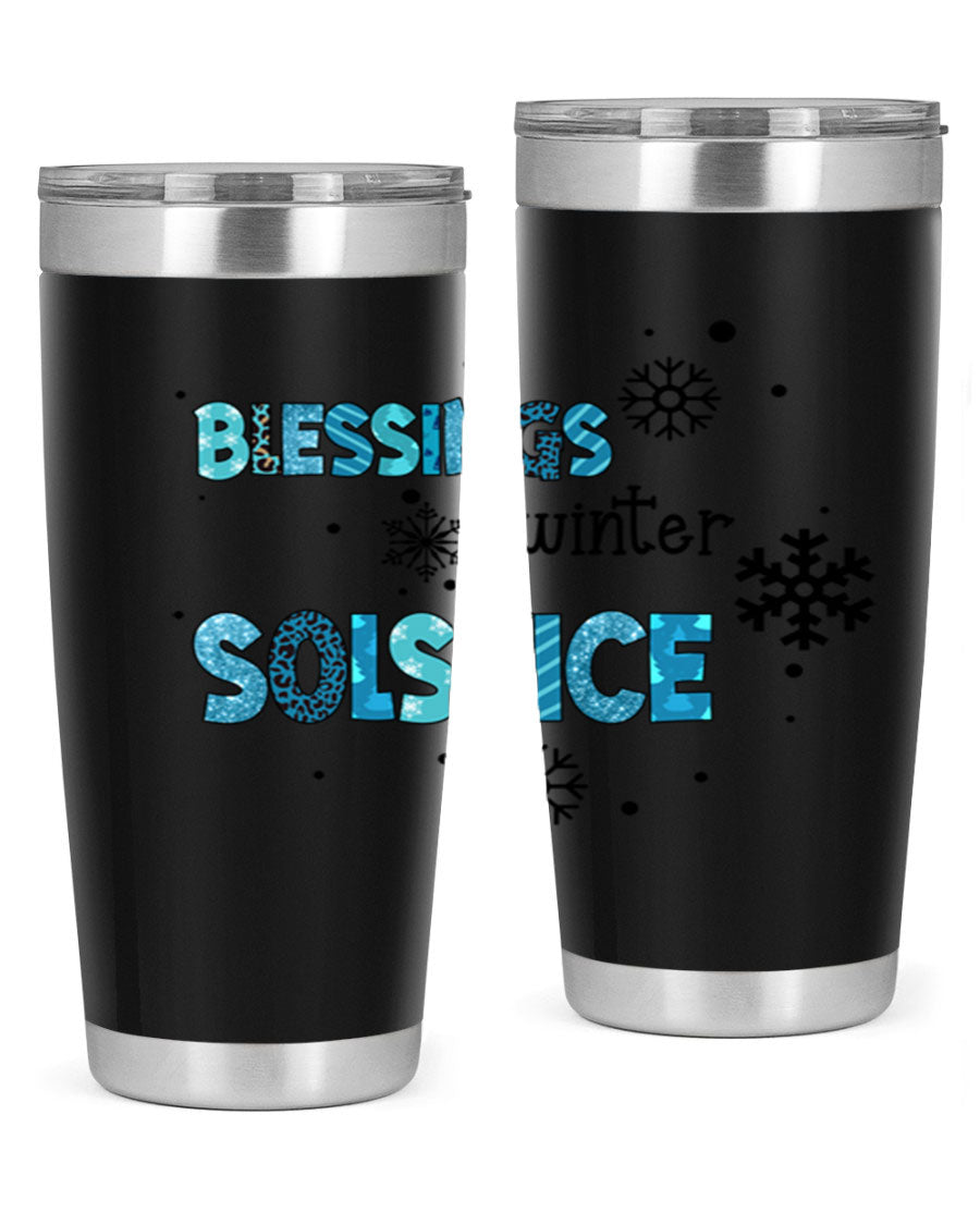 Blessings Winter Solstice 25oz Tumbler in stainless steel with a stylish design, perfect for hot and cold beverages.