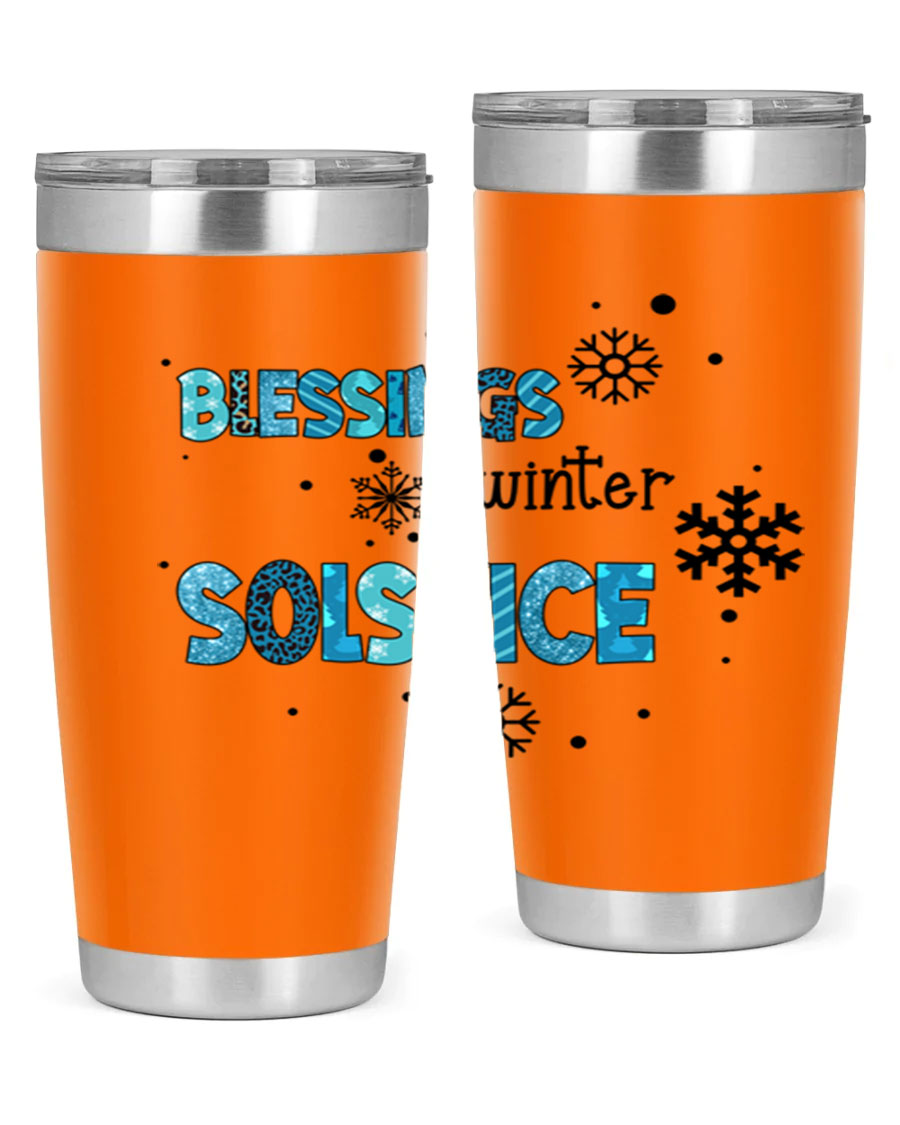 Blessings Winter Solstice 25oz Tumbler in stainless steel with a stylish design, perfect for hot and cold beverages.