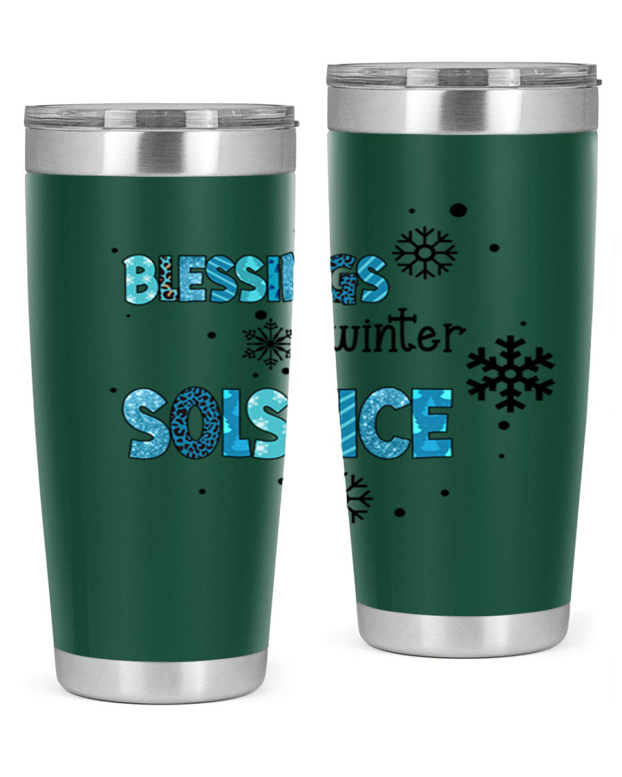 Blessings Winter Solstice 25oz Tumbler in stainless steel with a stylish design, perfect for hot and cold beverages.