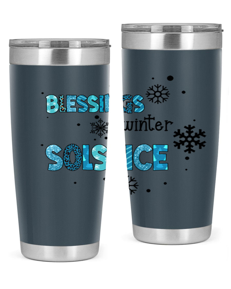 Blessings Winter Solstice 25oz Tumbler in stainless steel with a stylish design, perfect for hot and cold beverages.