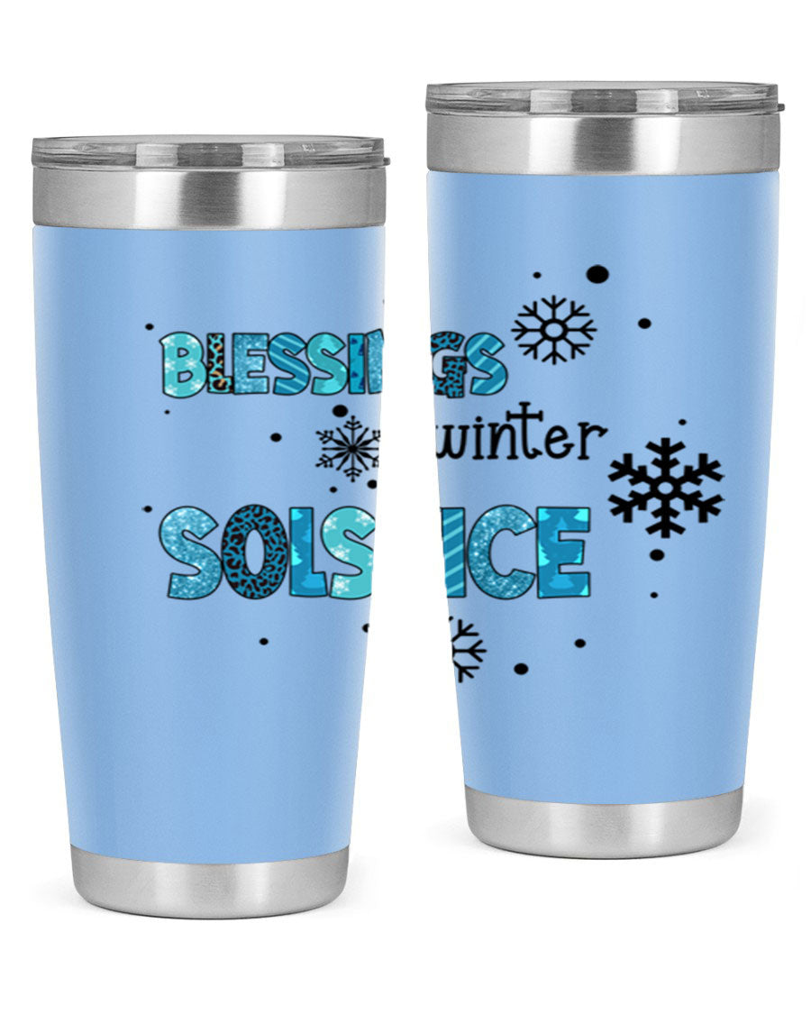 Blessings Winter Solstice 25oz Tumbler in stainless steel with a stylish design, perfect for hot and cold beverages.