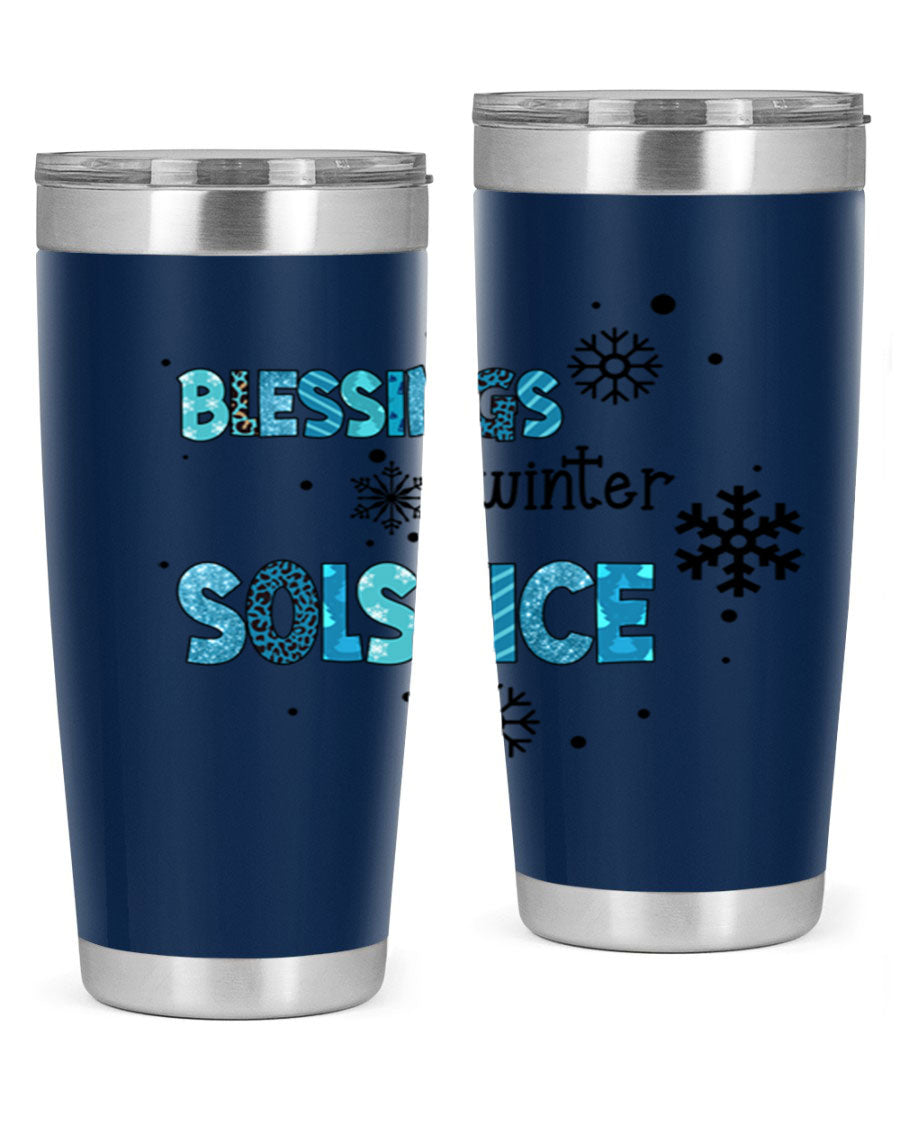 Blessings Winter Solstice 25oz Tumbler in stainless steel with a stylish design, perfect for hot and cold beverages.