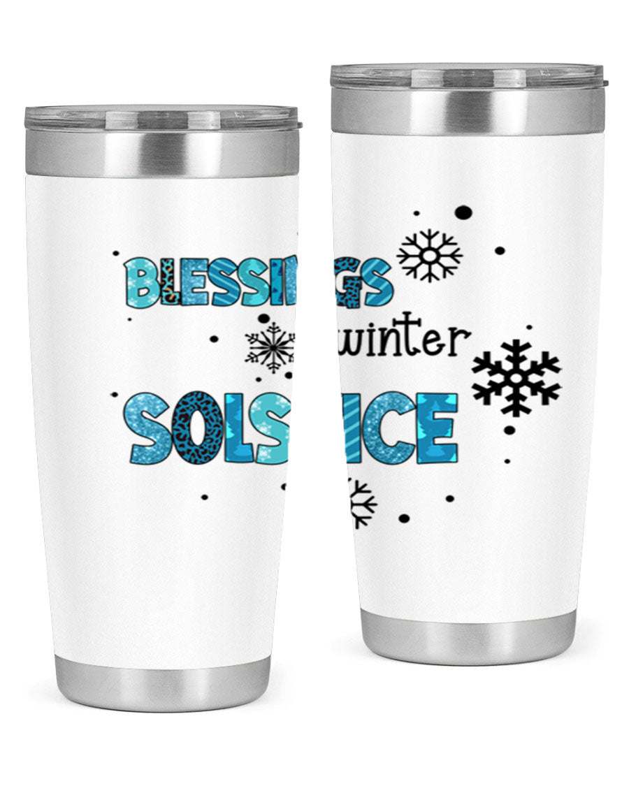 Blessings Winter Solstice 25oz Tumbler in stainless steel with a stylish design, perfect for hot and cold beverages.