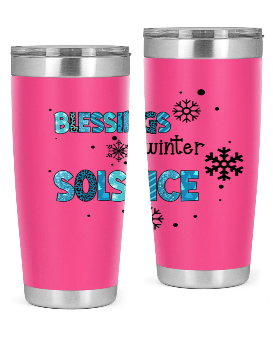 Blessings Winter Solstice 25oz Tumbler in stainless steel with a stylish design, perfect for hot and cold beverages.