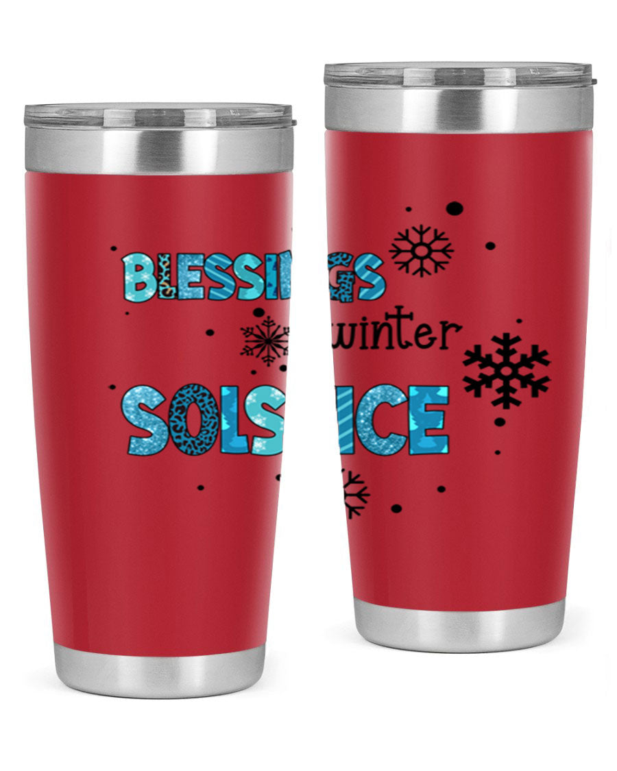 Blessings Winter Solstice 25oz Tumbler in stainless steel with a stylish design, perfect for hot and cold beverages.