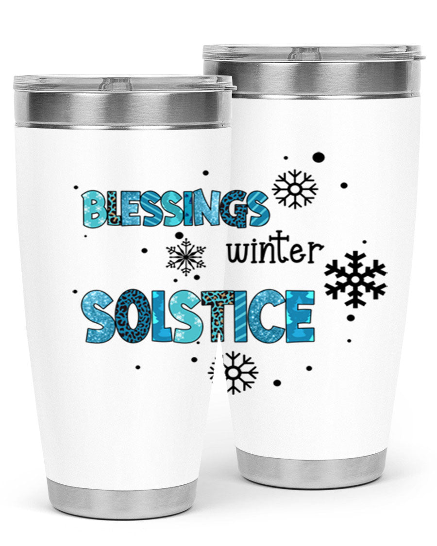 Blessings Winter Solstice 25oz Tumbler in stainless steel with a stylish design, perfect for hot and cold beverages.