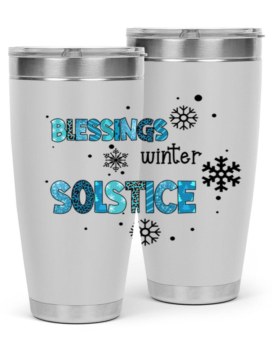 Blessings Winter Solstice 25oz Tumbler in stainless steel with a stylish design, perfect for hot and cold beverages.