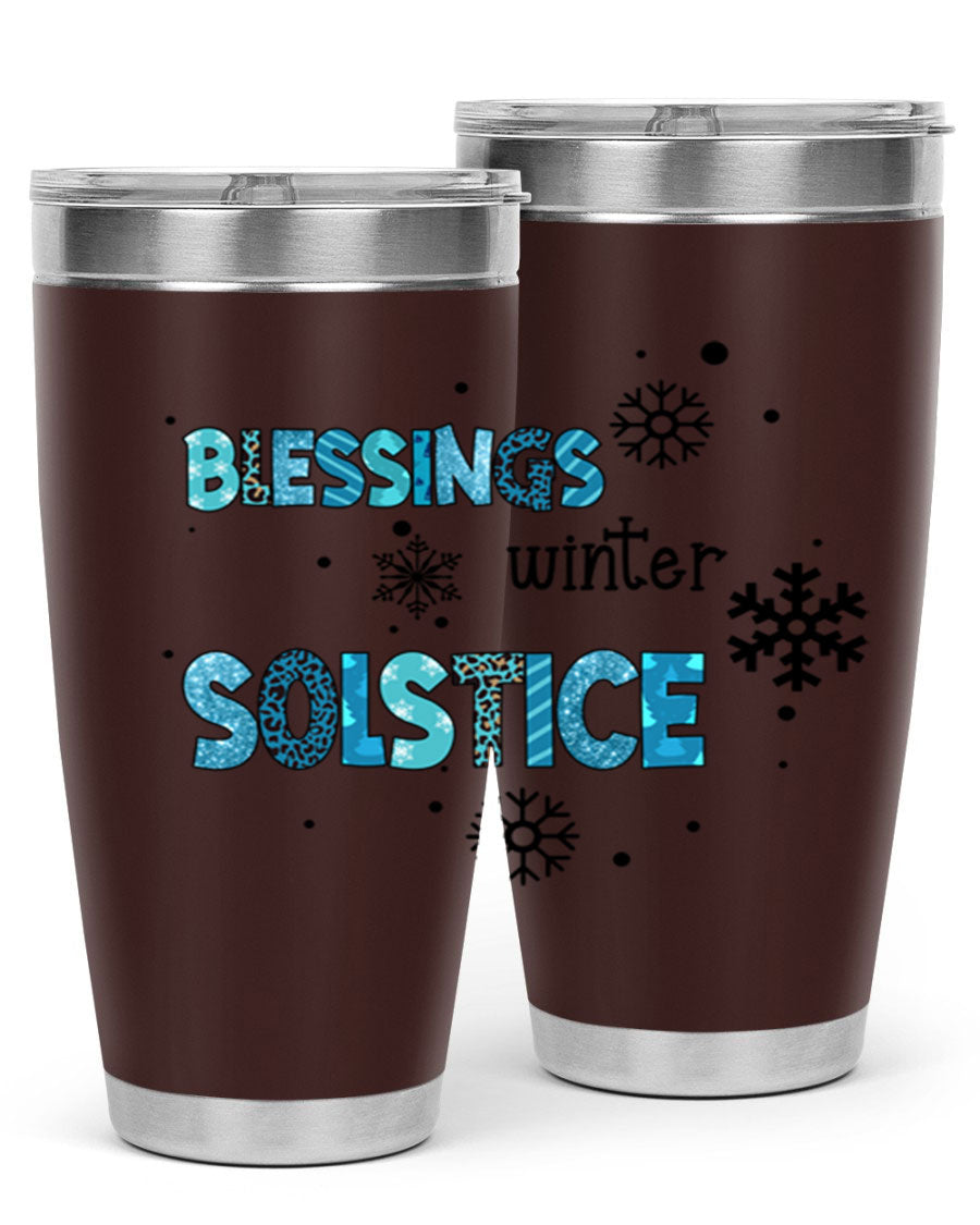 Blessings Winter Solstice 25oz Tumbler in stainless steel with a stylish design, perfect for hot and cold beverages.