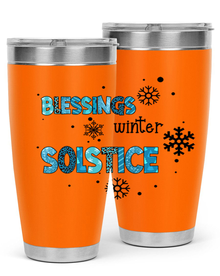 Blessings Winter Solstice 25oz Tumbler in stainless steel with a stylish design, perfect for hot and cold beverages.