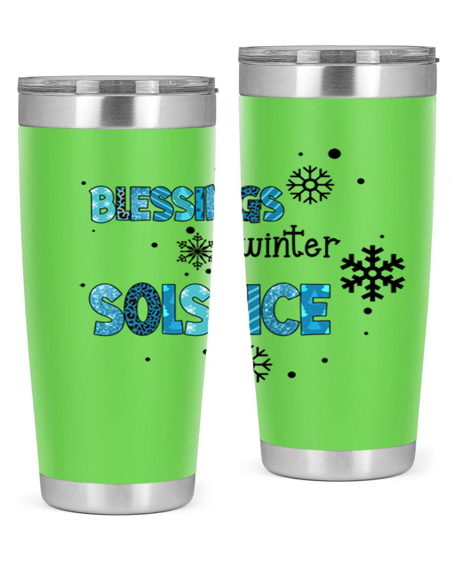 Blessings Winter Solstice 25oz Tumbler in stainless steel with a stylish design, perfect for hot and cold beverages.