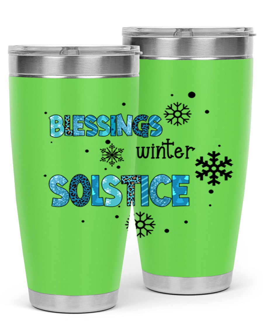 Blessings Winter Solstice 25oz Tumbler in stainless steel with a stylish design, perfect for hot and cold beverages.