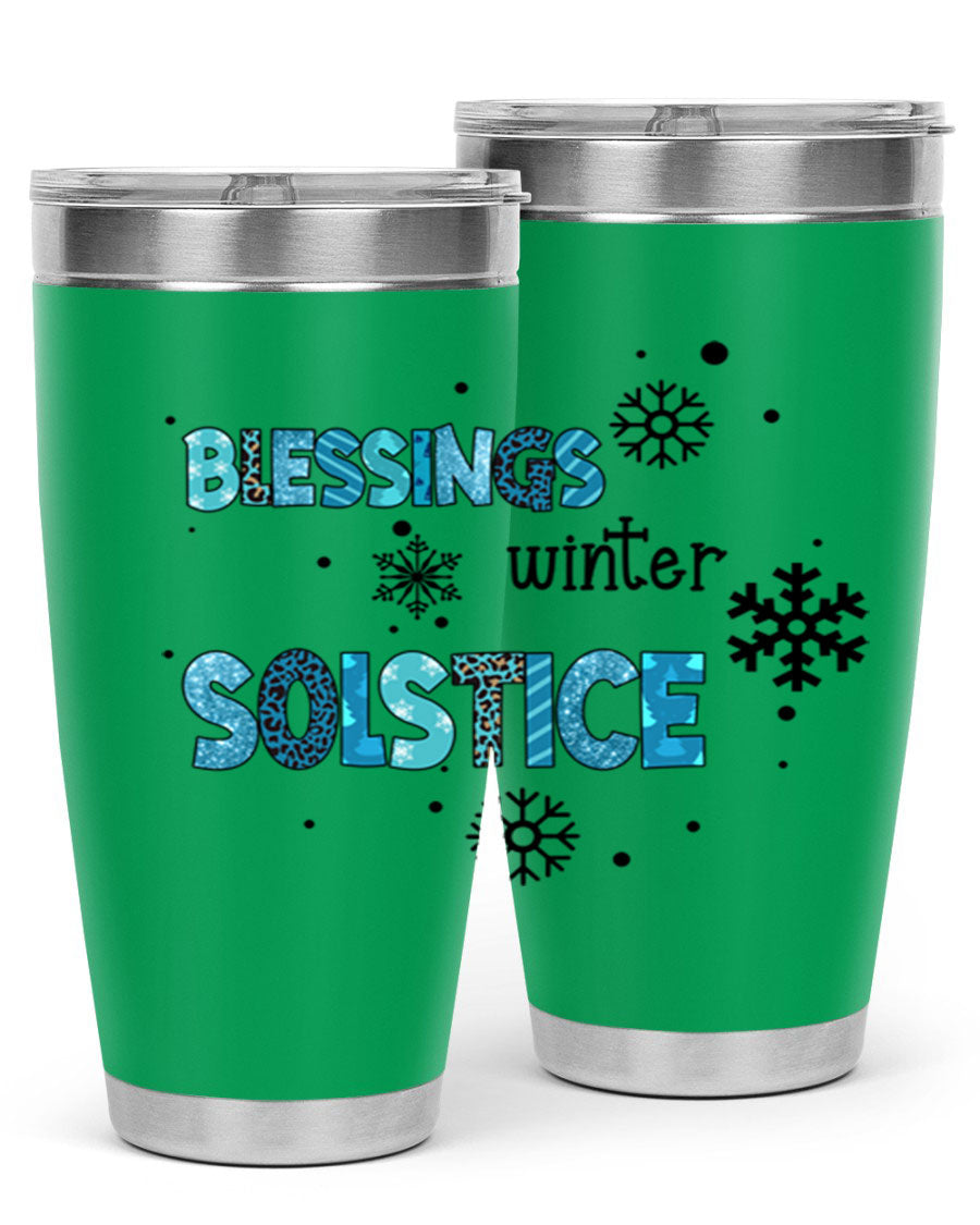 Blessings Winter Solstice 25oz Tumbler in stainless steel with a stylish design, perfect for hot and cold beverages.