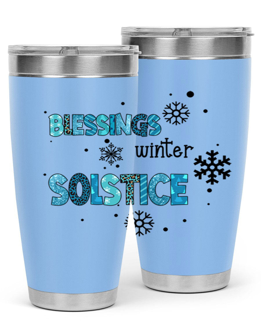 Blessings Winter Solstice 25oz Tumbler in stainless steel with a stylish design, perfect for hot and cold beverages.