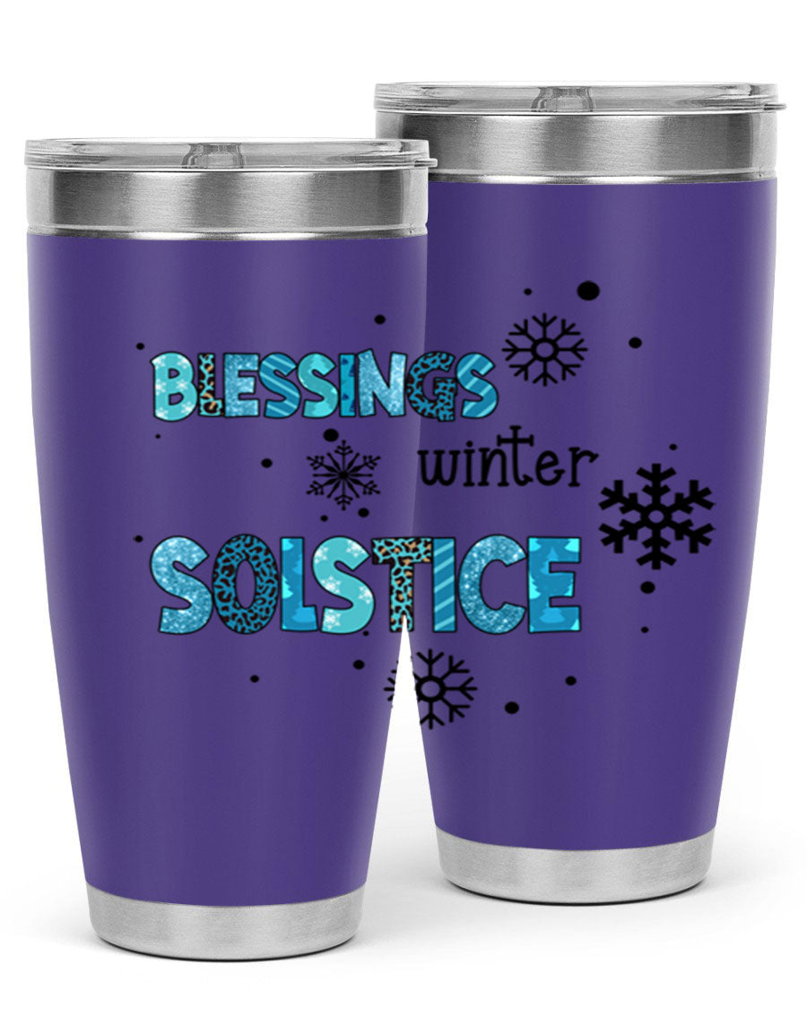 Blessings Winter Solstice 25oz Tumbler in stainless steel with a stylish design, perfect for hot and cold beverages.